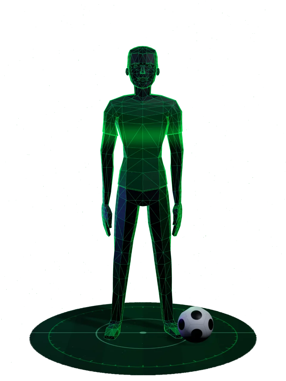 Joueur de football en maillot vert sous les projecteurs