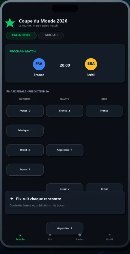 Écran Coupe du Monde 2026 de l’app Pronext